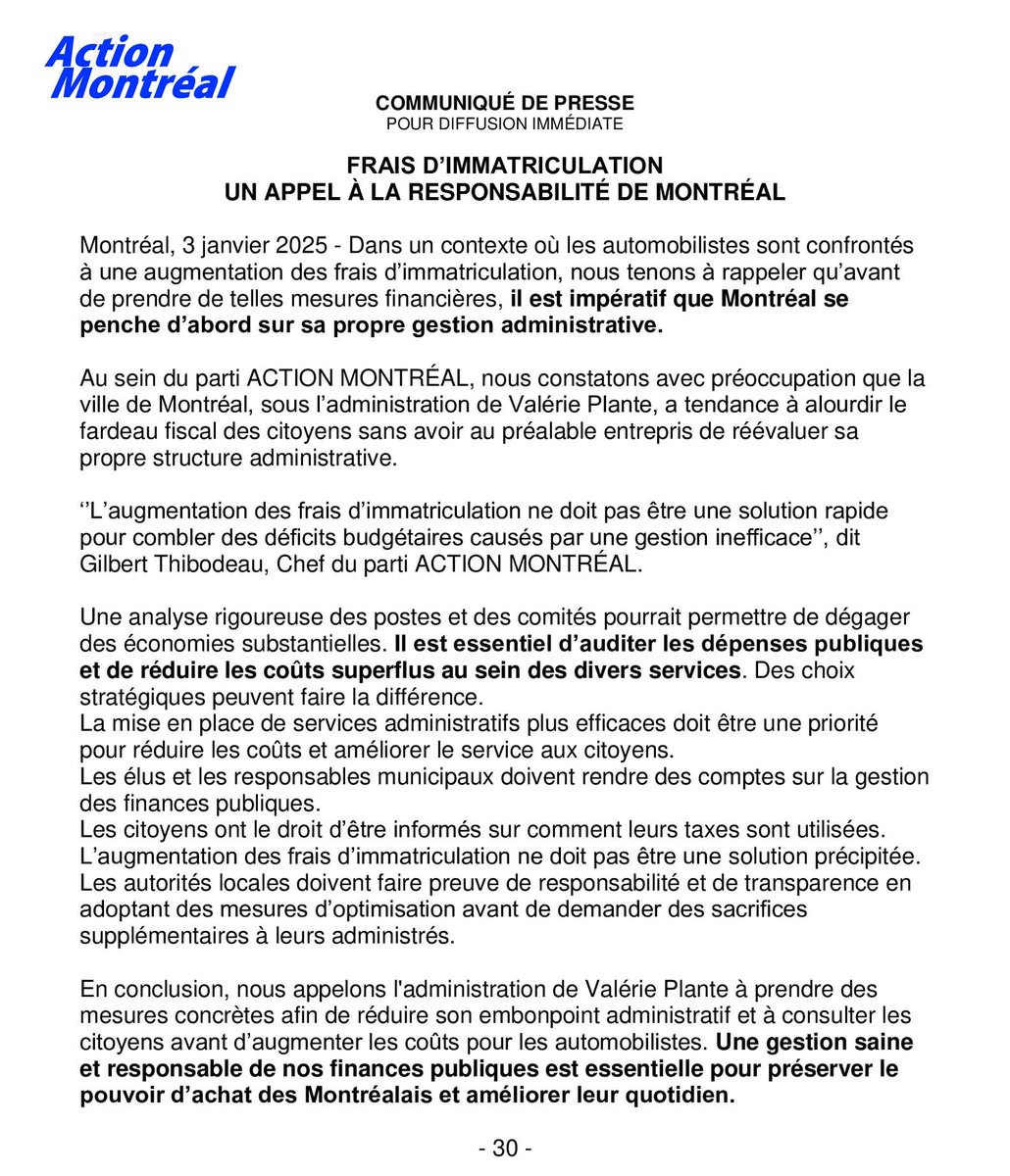 GThibodeau_Mtl's tweet image. MONTRÉAL
Les frais d&apos;immatriculation

Communiqué de presse que les médias recevront demain matin...