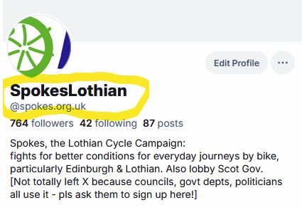 Spokes CycleCampaign (@spokeslothian) on Twitter photo Our handle on the rival site has changed to be the same as our domain name, i.e. @spokes.org.uk instead of the less user-friendly 'social' default handle
For example, see bsky.app/profile/spokes…
<a href="/edi_dot_bike/">edi.bike | weekly news digest</a> <a href="/CyclingEdin/">Cycling Edinburgh</a> <a href="/EdinReporter/">Edinburgh Reporter</a> <a href="/sccscot/">Stop Climate Chaos Scotland</a> <a href="/FoEScot/">Friends of the Earth Scotland 🌎</a> <a href="/TransformScot/">Transform Scotland</a> <a href="/sto_paul/">Paul Lawrence</a> Our handle on the rival site has changed to be the same as our domain name, i.e. @spokes.org.uk instead of the less user-friendly 'social' default handle
For example, see bsky.app/profile/spokes…
<a href="/edi_dot_bike/">edi.bike | weekly news digest</a> <a href="/CyclingEdin/">Cycling Edinburgh</a> <a href="/EdinReporter/">Edinburgh Reporter</a> <a href="/sccscot/">Stop Climate Chaos Scotland</a> <a href="/FoEScot/">Friends of the Earth Scotland 🌎</a> <a href="/TransformScot/">Transform Scotland</a> <a href="/sto_paul/">Paul Lawrence</a>