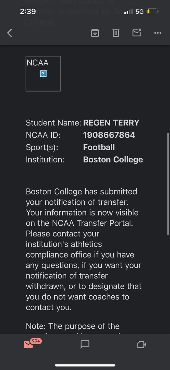 I’m officially in the transfer portal with 2 years of eligibility left. Very grateful for Boston College giving me an opportunity. Excited what the lord has in store for me!
