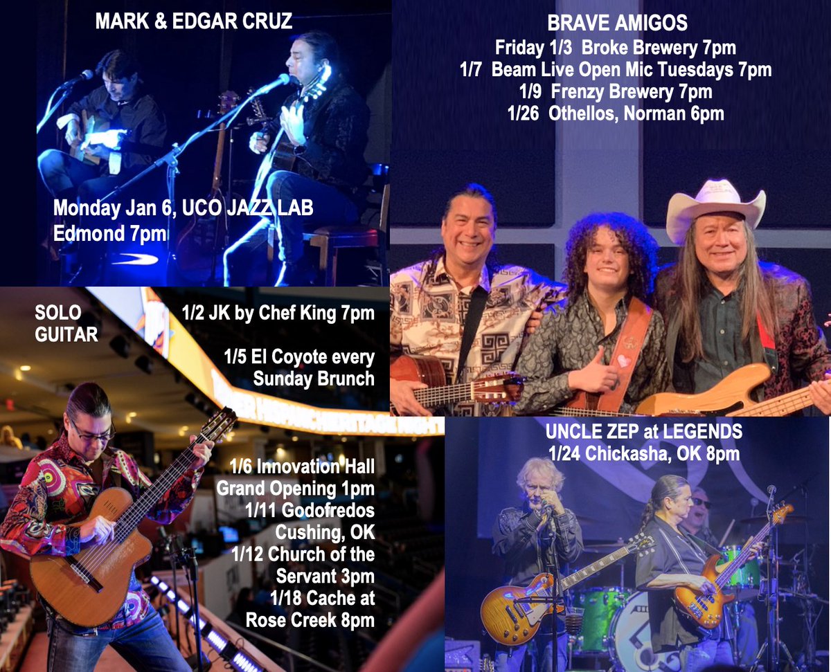 Mark and Edgar Cruz reunite for an evening of virtuoso classical / acoustic guitar Monday Jan 6th at the UCO Jazz Lab 100 E. 5th St, Edmond, OK 7pm. Both have recorded and published their compositions and cover tunes. $20 at the door.  edgarcruz.com
