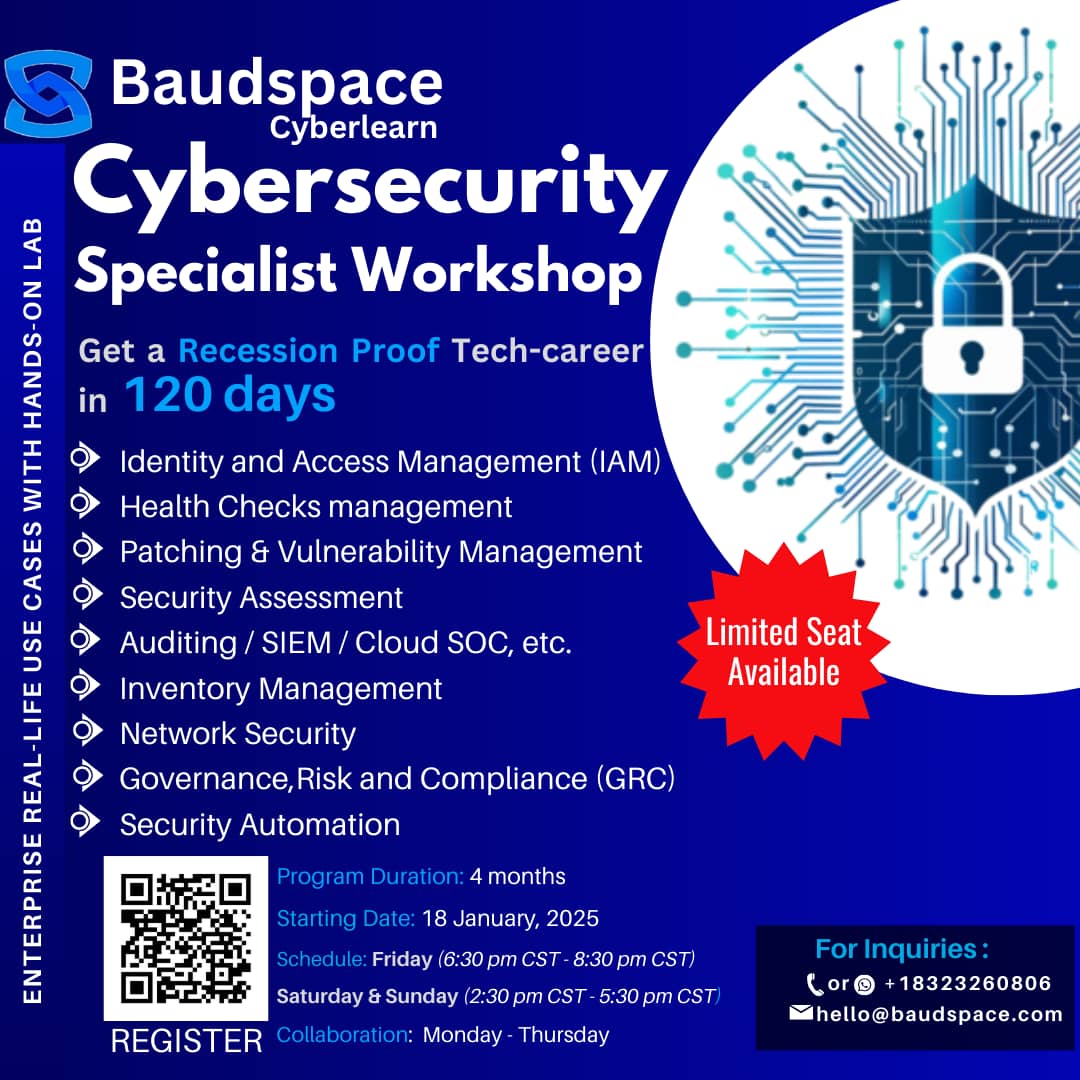 baudspacecyber's tweet image. 📷 Exciting news from Baudspace Cyberlearn! Our Specialist Workshop Classes kick off on January 18, 2025! 

Don’t miss this opportunity to dive deep, learn, and connect with industry experts. Mark your calendars and stay tuned! 

 #BaudspaceWorkshops #CyberLearn