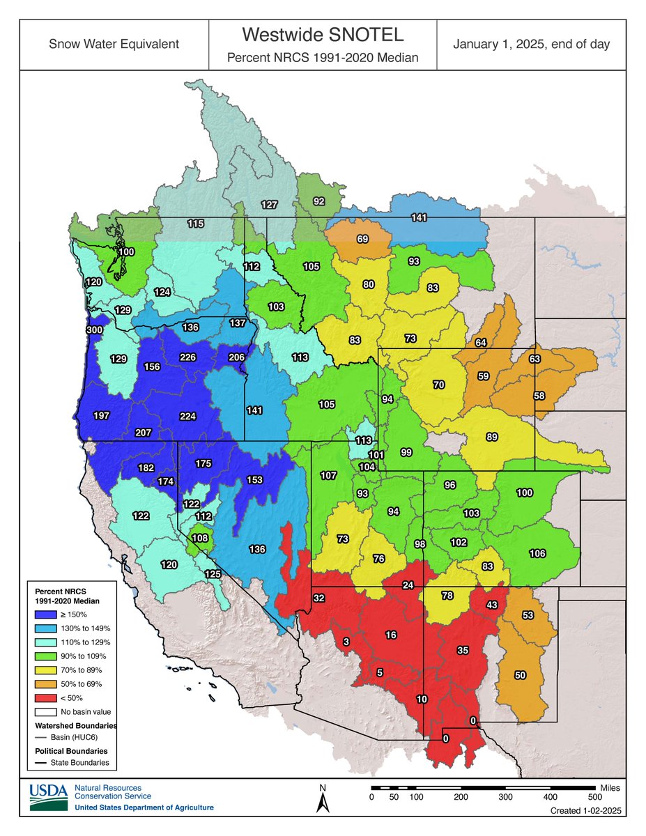 January 1 #snow-water equivalent (SWE) is near to below normal for the majority of the region (CO, UT, WY). How do you predict this will change by February 1?

wwa.colorado.edu/resources/inte…