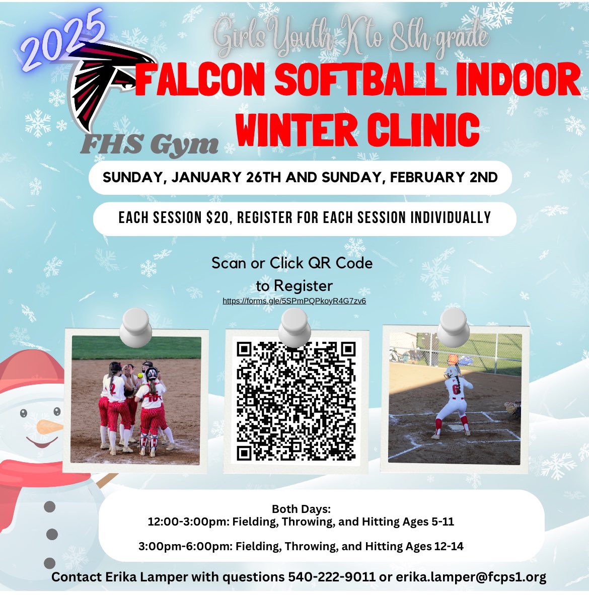 Missing softball?  Register today for our youth girls winter clinic! 
docs.google.com/forms/d/e/1FAI…