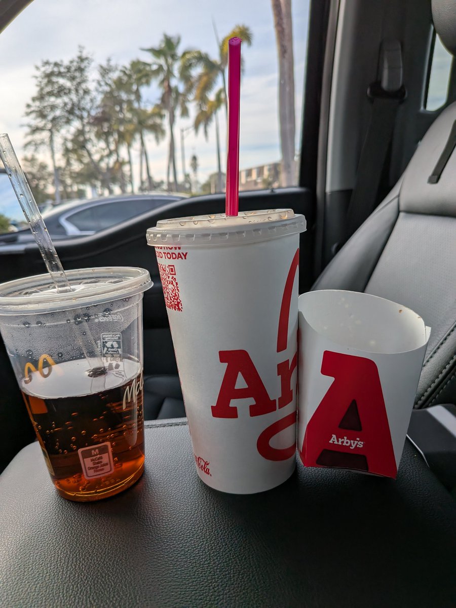 Hey <a href="/Arbys/">Arby's</a> how can you call the drink a medium and the fry a small?

That McDonald's cup is what their small is and that fry is the size of a children's fry 

Charging me a median price for a small drink and a small fry price for a kids size fry