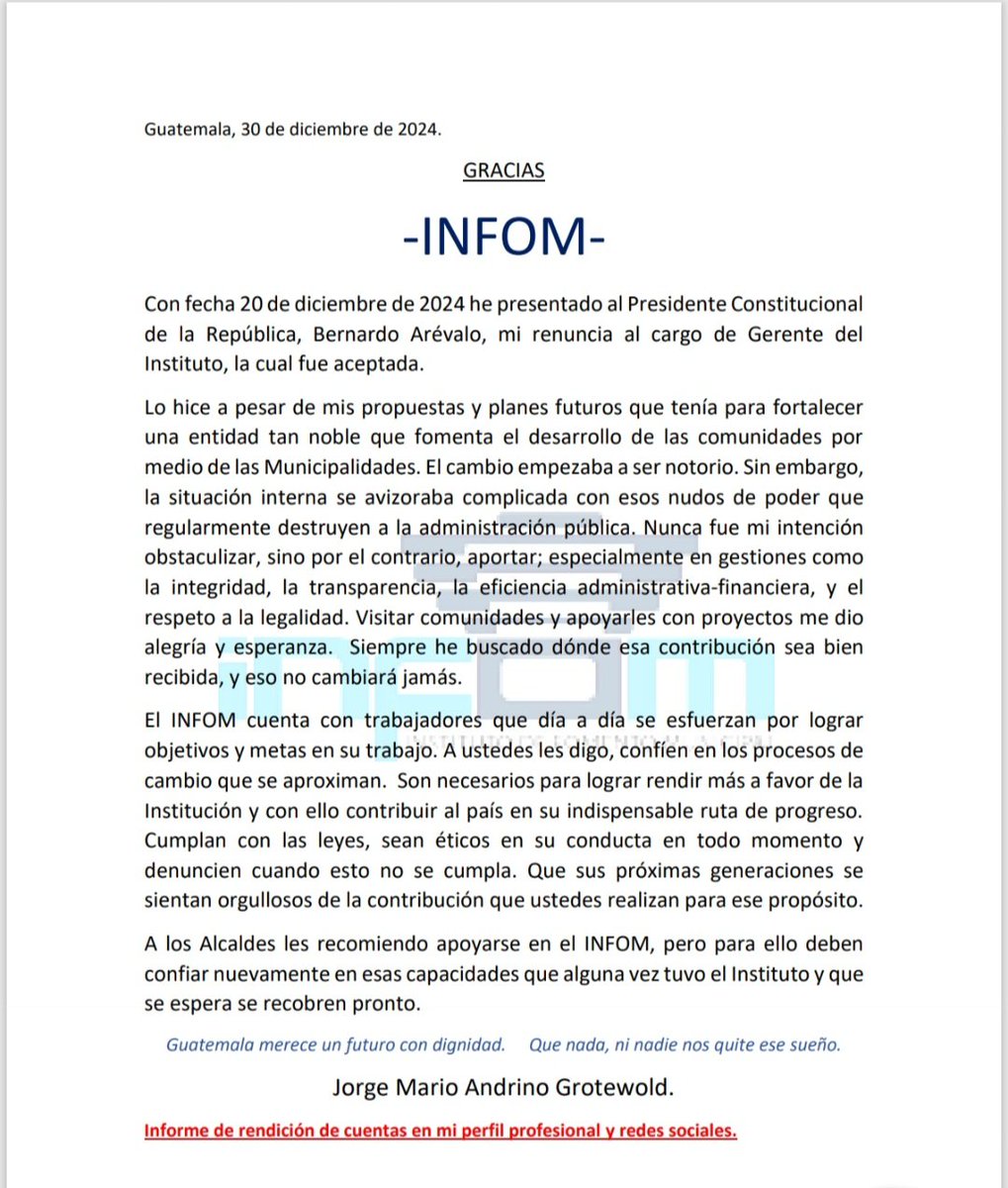 JMAndrinoG's tweet photo. Termina mi gestión de Gerente de #INFOM. Mi expectativa era mayor, pero confío mi aporte se reciba también en otros lugares. Institución descuidada históricamente. Su incidencia puede ser extraordinaria, si es bien conducido. #RendicionDeCuentas en mi perfil y una reflexión. 🇬🇹 https://t.co/9DQ5DzBJeY