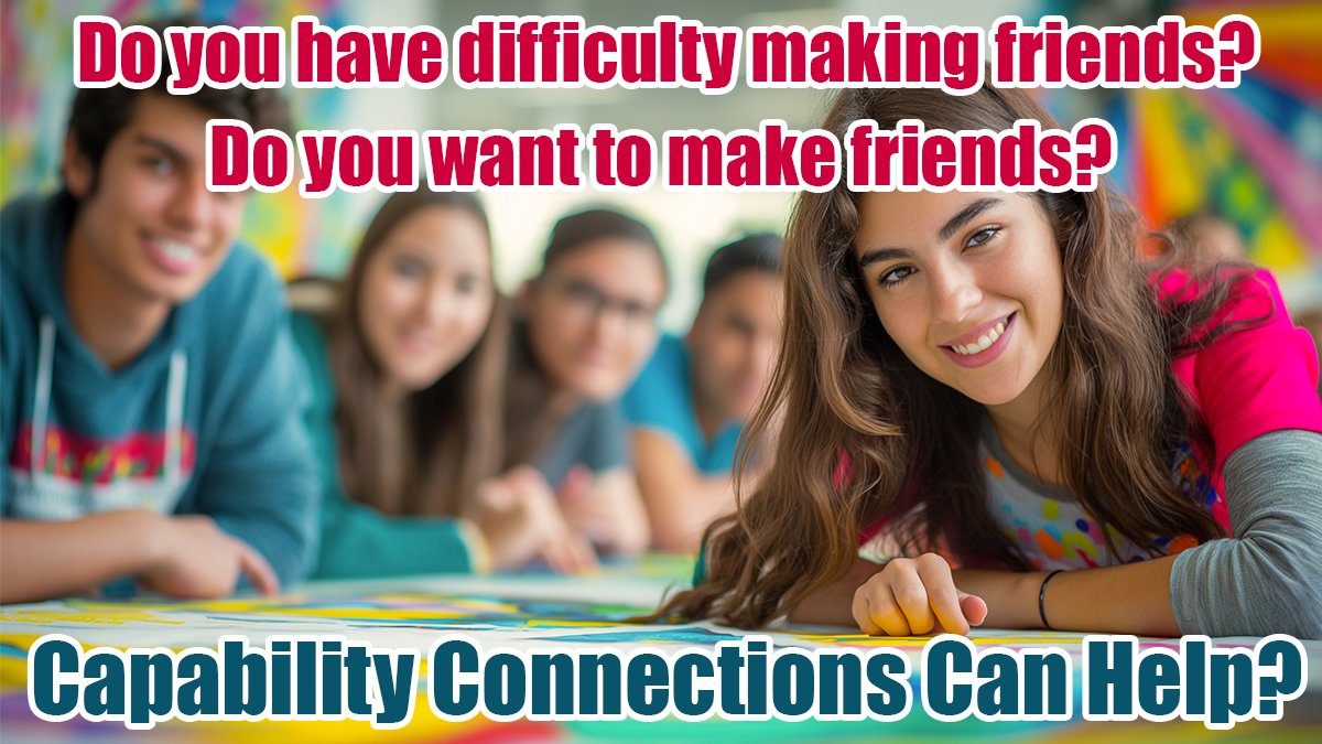 ConnextAbility's tweet image. Struggling to make friends? Want to build lasting connections with confidence? 
It’s tough when you feel like you&apos;re missing that connection with others. But Capability Connections is here to change that!
Learn more: capabilityconnections.com

#AutismAwareness #social #friends