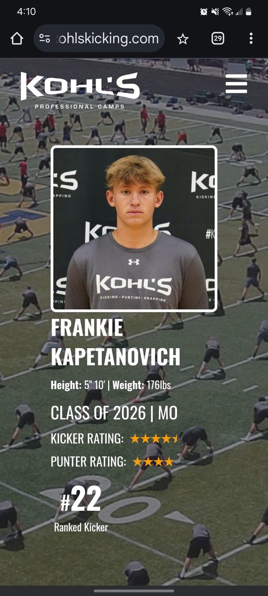 Thank you @KholsKicking for upgrading me to a 4.5 kicker and ranking mw #22 in the nation.  I'm excited to compete in the National Underclassman Challenge this weekend.