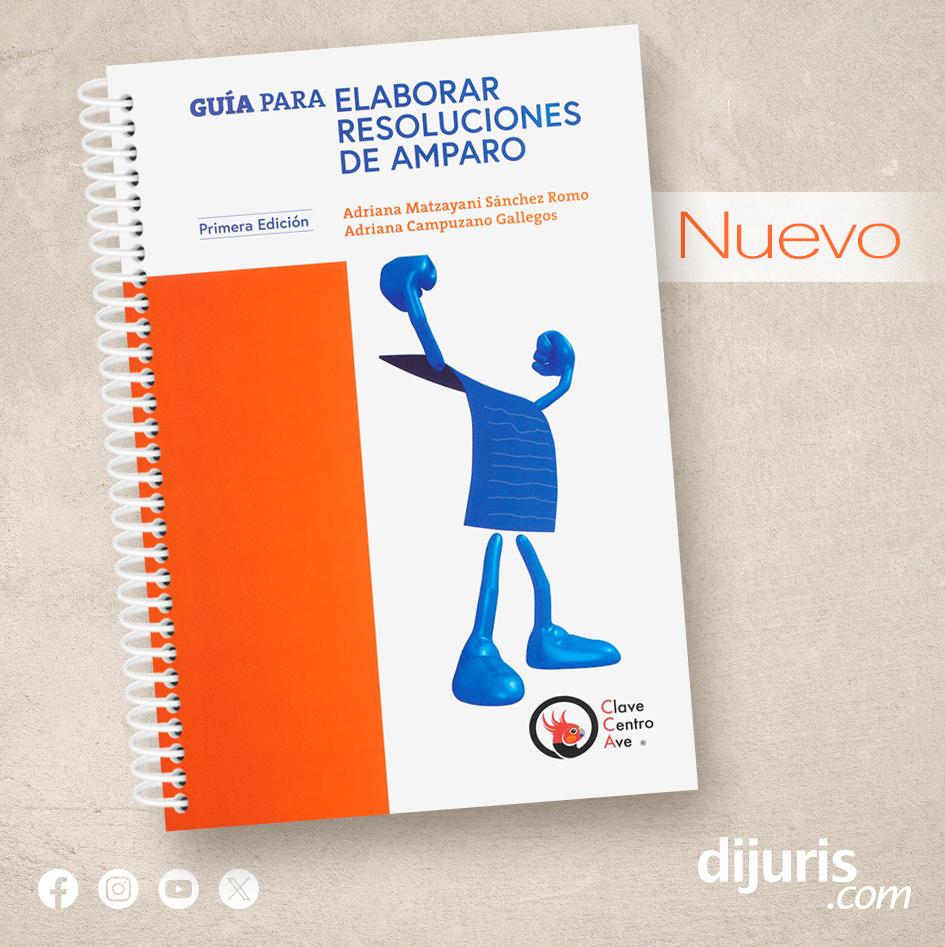 ✨NUEVO✨
Adriana Matzayani Sánchez Romo
Adriana Campuzano

El libro está dirigido tanto a personas que redactan una resolución de amparo como a aquéllas que las revisan. Su propósito es dotar de los elementos necesarios para realizar las determinaciones más importantes que se