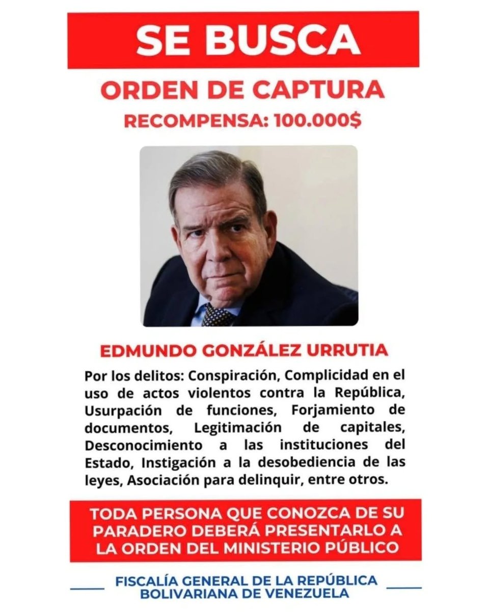 Se ofrece recompensa de 100.000$ a quién de información sobre su ubicación.