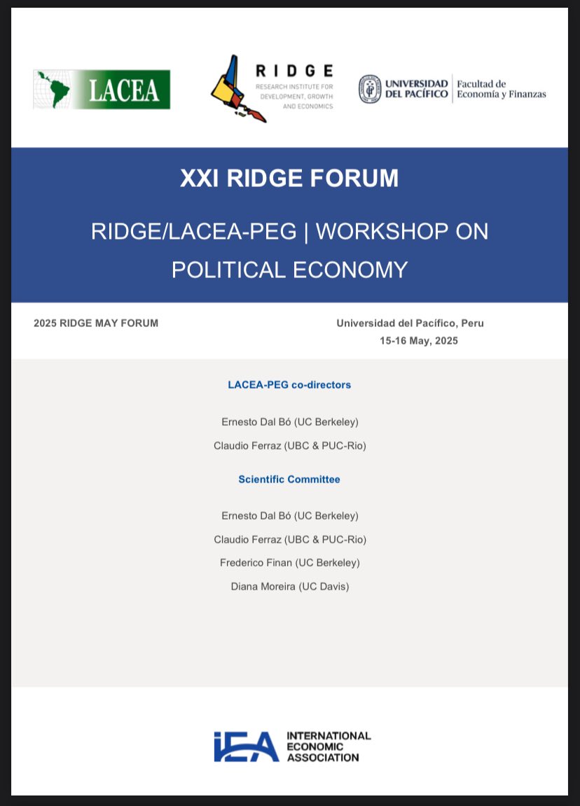 This year one of the best political economy conferences with a focus on Latin America is in Lima. Submit your papers! Junior faculty and PhD students are always very welcome ridge.org.uy/ridge-forums/