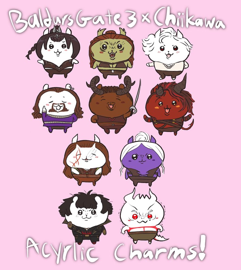 frizzypom's tweet image. 🌟BG3 x CHIIKAWA ACRYLIC CHARMS NOW AVAILABLE ON ETSY!!!!🌟
link in the replies 👇🏽
(retweets are greatly appreciated)