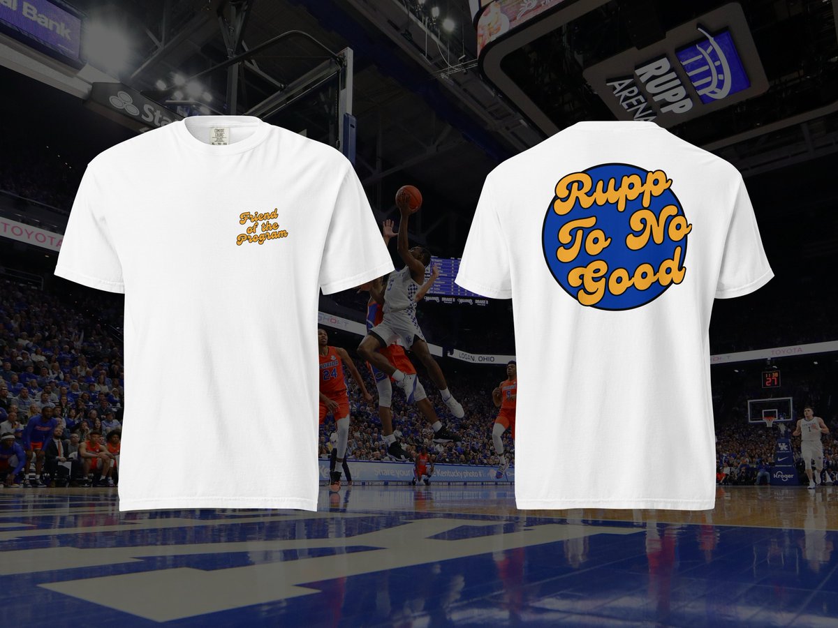 cookemcollege's tweet image. Want to support your favorite Kentucky sports podcast?
Kick off the New Year by becoming a 'Friend of the Program' and shop our latest tee in collaboration with @RuppToNoGood.
Visit our website (cookemcollegewear.com) or click the link in our bio to shop now!!