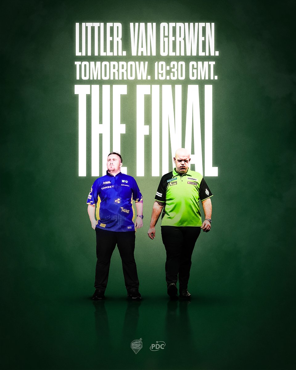 The Final is set... 🏆

Luke Littler 🆚 Michael van Gerwen
⏰ 19:30 GMT 

Do not miss it.