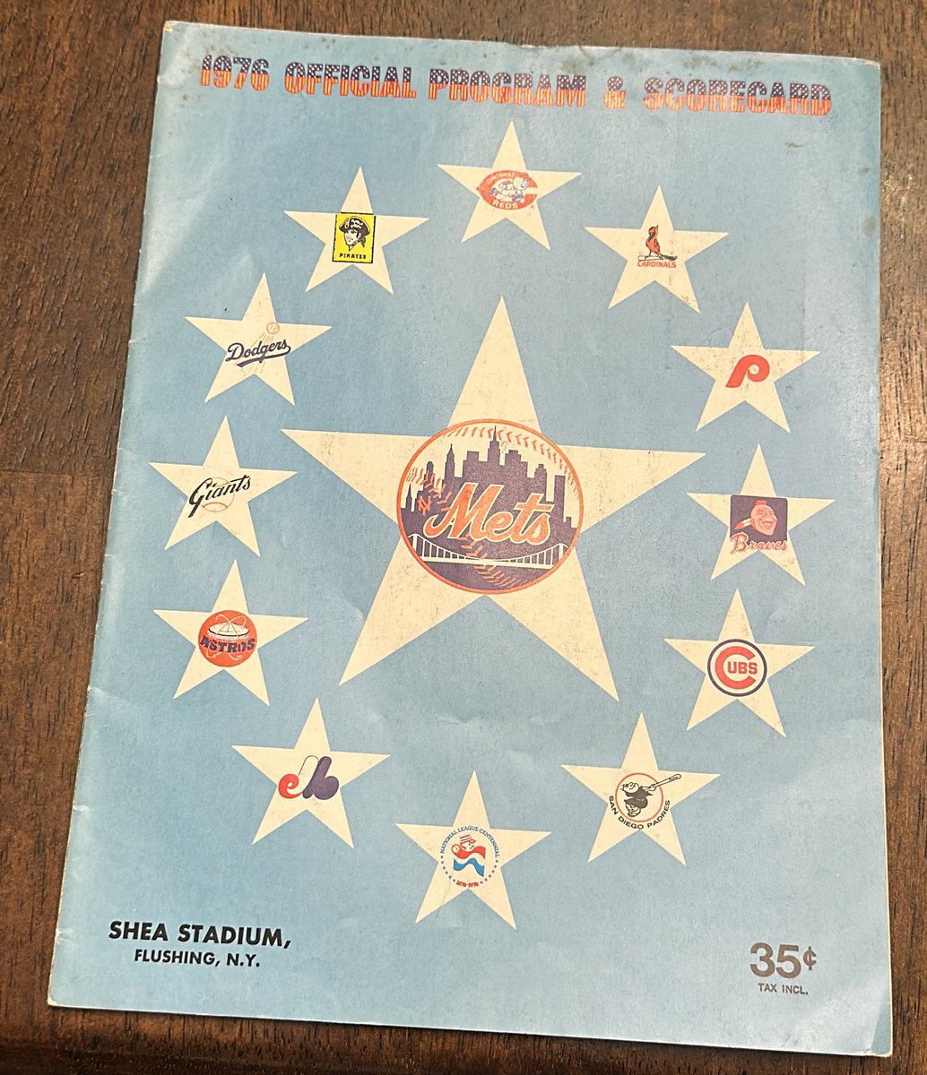 The continuing project of adding a game program from the set year in a binder has another addition, 1976.  The logos are fantastic, especially the National League Centennial