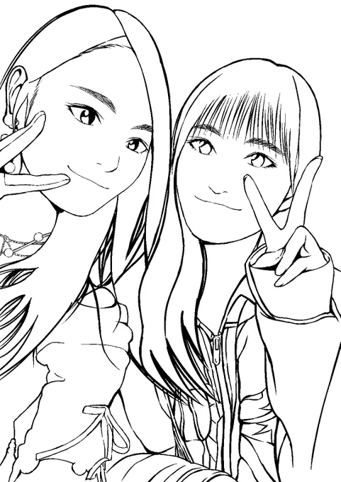 乃木坂46の梅澤さんと松尾さんの線画を描きました(1枚目)。
10時間以上放置したあと少し描き直して色塗ります。

2枚目と3枚目はまえに同じような描き方で描いた絵です。 