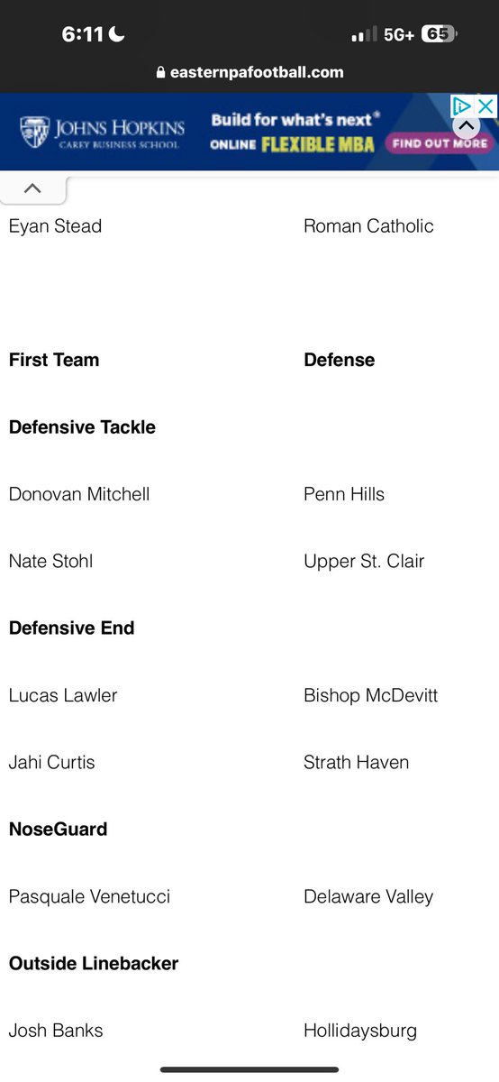 Blessed to be named 1st team Pennsylvania Football News Coaches All-State Defensive End
<a href="/PaFootballNews/">Pennsylvania Football News</a> <a href="/EPAFootball/">EasternPAFootball</a> <a href="/StrathHavenFB/">Strath Haven Football</a>
