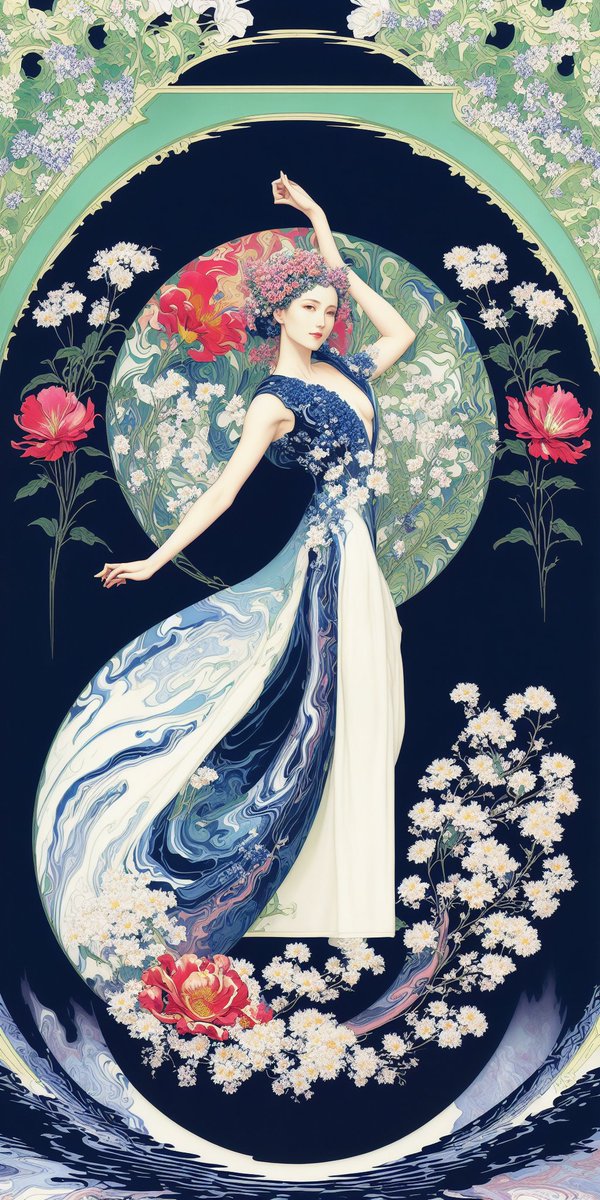 Series: Art Nouveau Navy And White
#1598
Tap to expand

#AIgirls #FemalePortrait #GenerativeArt #WomenInArt #nsfw