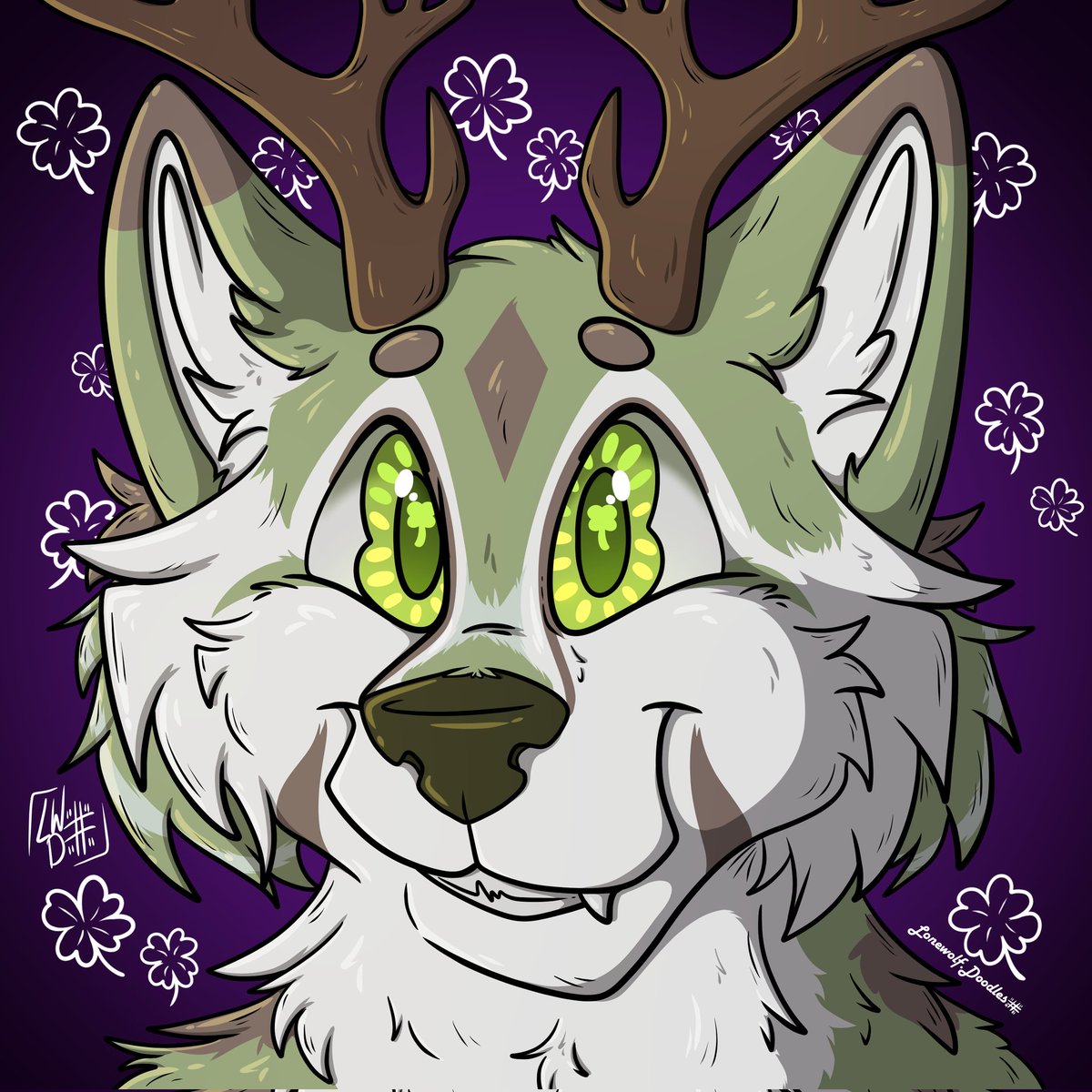 LonewolfDoodles's tweet photo. Another raffle prize completed 💚✨️

I love the color palette on this one! 

#art #furry #furryart #digitalart https://t.co/3dHvHlLBDG