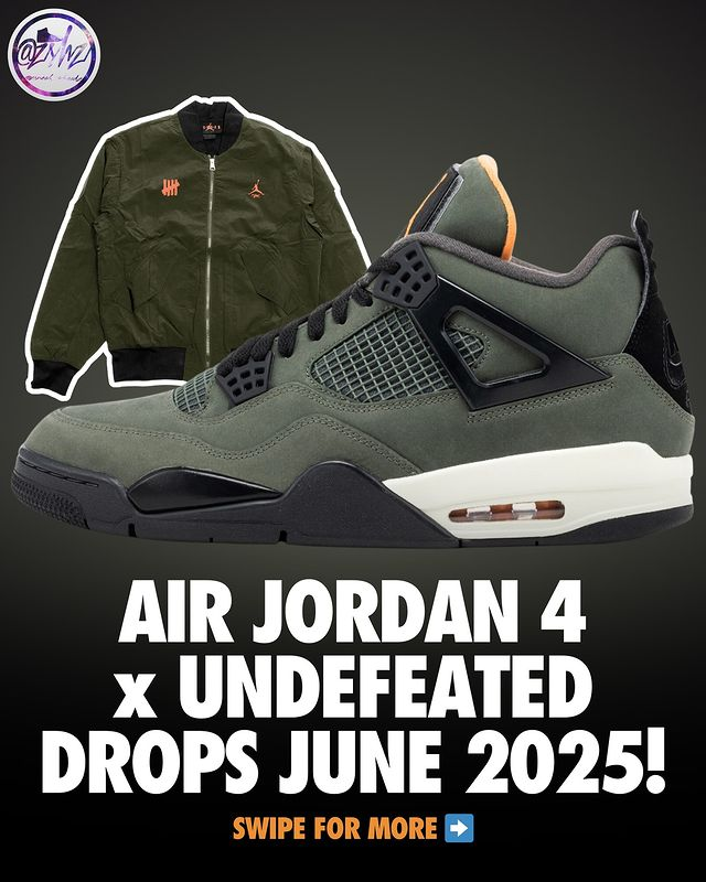 アンディフィーテッド×ナイキエアジョーダン4レトロ\"ディープグリーン\" 2025 8/29発売｜UNDEFEATED × Nike Air Jordan 4 Retro 
