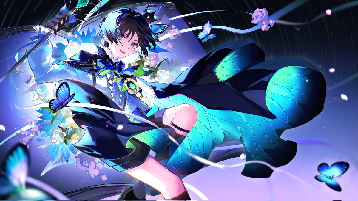 Cu09291's tweet image. 生日快乐宝宝！#scaramouche #wanderer #散兵 #原神