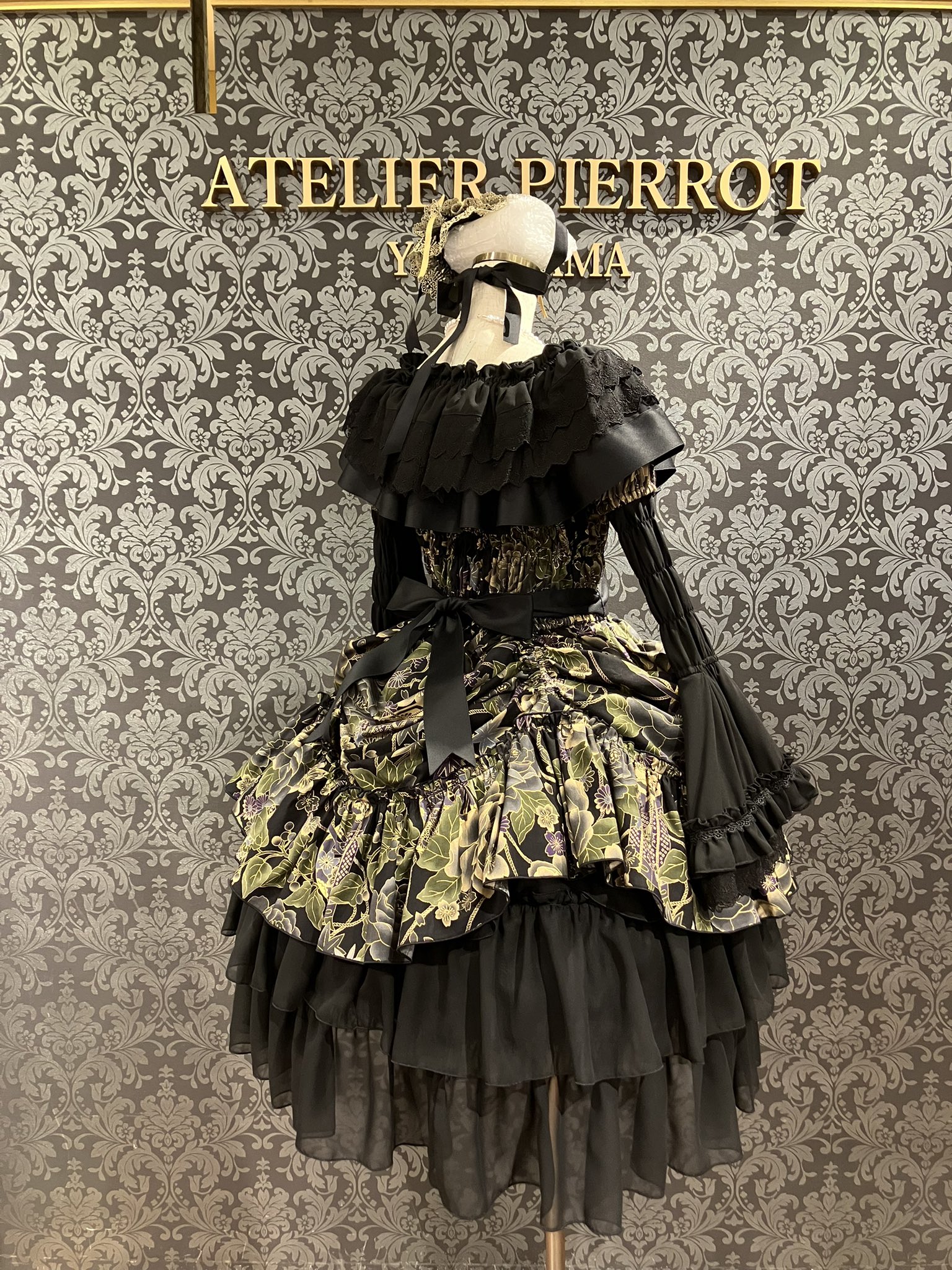 アトリエピエロ　ワンピース ATELIER PIERROT アトリエピエロ アラカルトワンピース 黒 和柄