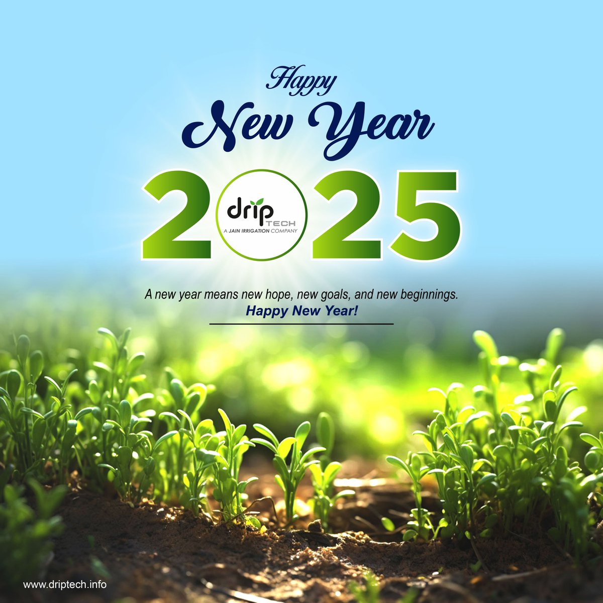 Driptech's tweet image. Happy New Year from Driptech India! 🌟✨
May this Year bring abundant growth, prosperity, and happiness to you and your loved ones.
.
.
.
.
#HappyNewYear2025 #DriptechIndia #NewBeginnings  #AgricultureTechnology #driptechindia #driptechglobal #driptech #jainirrigation