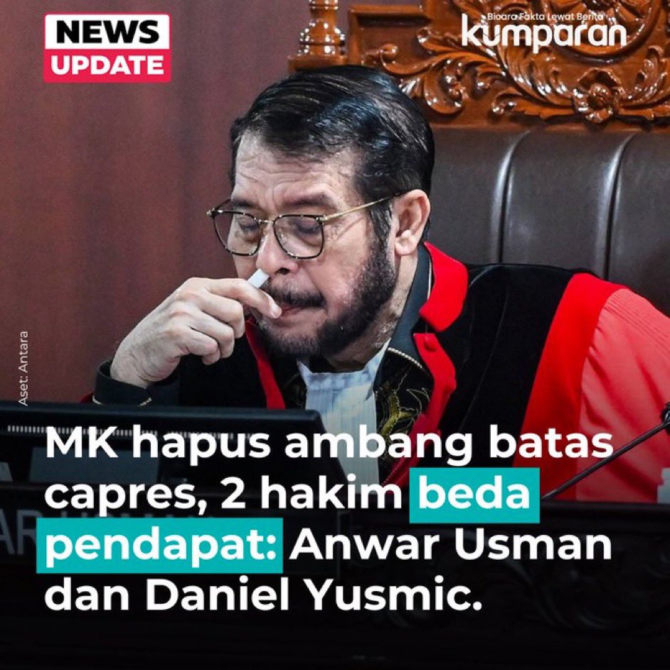 Menurut gue, dengan Gibran sebagai wapres (eksekutif) dan pamannya (Anwar Usman-yudikatif) masih menjadi Hakim MK, potensi konflik kepentingan masih ada. 

bit.ly/4j3AF59