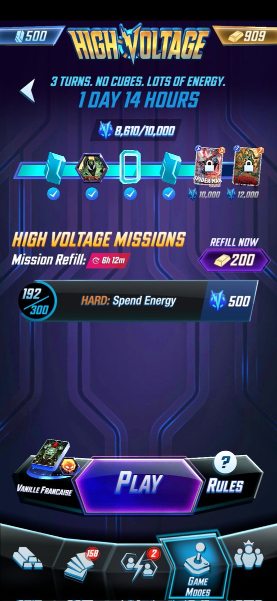 I like high voltage as much as the next guy but having to spend 300 energy every 8h to maybe get a card is a little much <a href="/MARVELSNAP/">MARVEL SNAP</a>