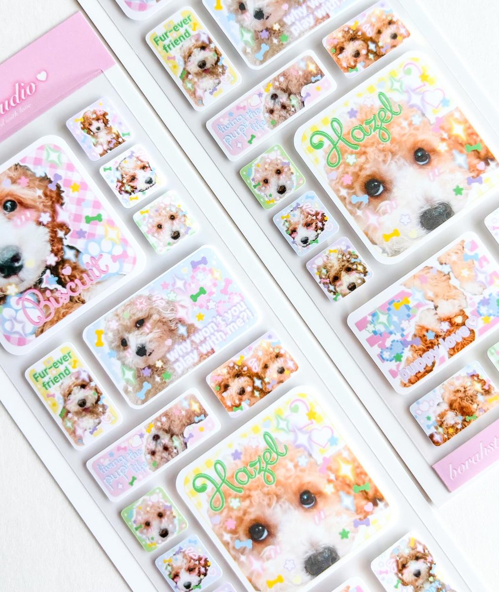 borahstudio's tweet photo. Of course I had to make another 🫣💖 Say hello to Biscuit and Hazel in sticker form! They’re full of personality, and now they can brighten up your journals! #cockapoo #doglover #decosticker #stationeryartist https://t.co/XaUx2uFZ4h