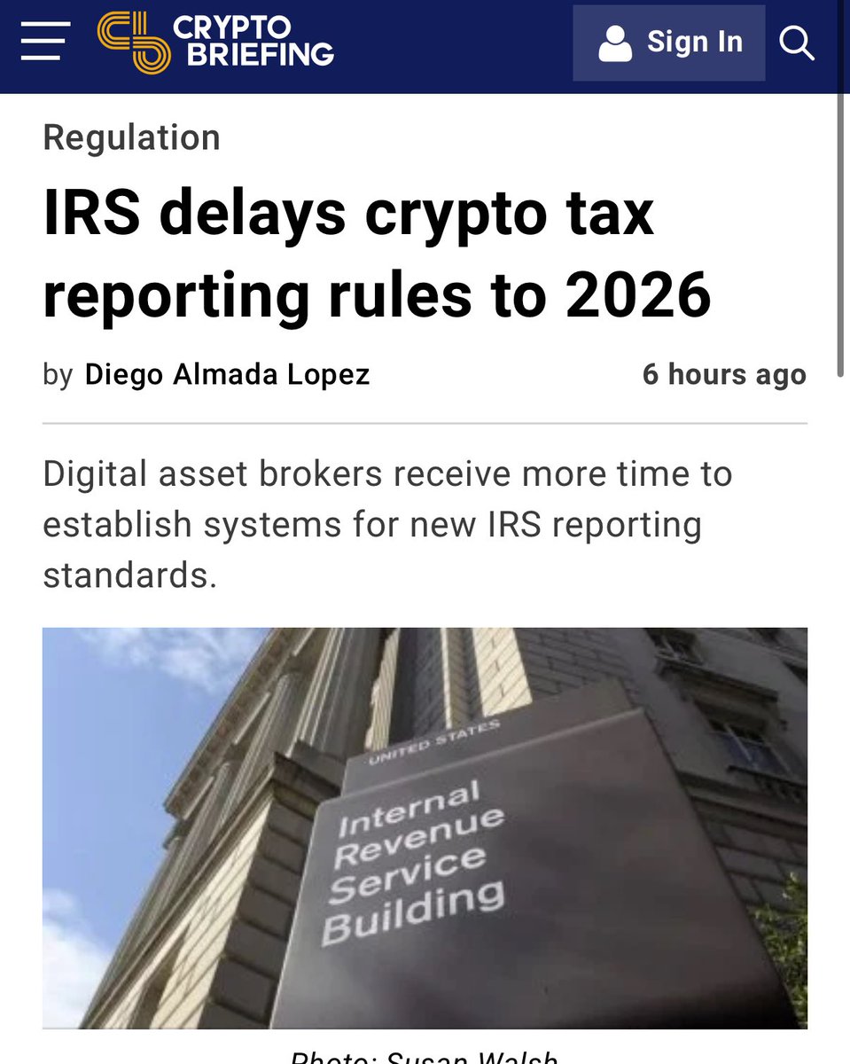 IRS Delays Crypto Tax Reporting Until 2026