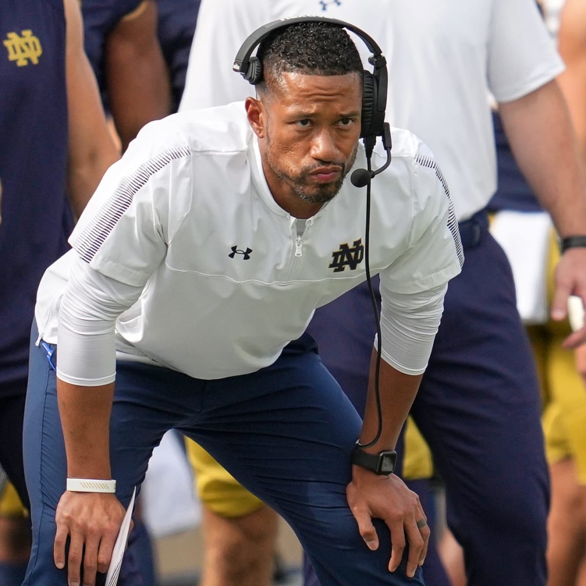CFBReport's tweet photo. Marcus Freeman in Year 3 has done something Brian Kelly has never done. 

Addition by subtraction. Freeman coached to win and now has the biggest win for Notre Dame in 30 years.

The Irish will play Penn State for a trip to the National Championship. 🍀 https://t.co/dVSy2zalGr