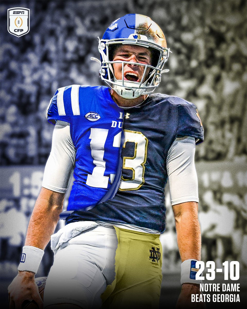 RILEY LEONARD LEADS THE FIGHTING IRISH TO THE NEXT ROUND 😤 

From Duke to the CFP semifinals with Notre Dame, what a journey 👏