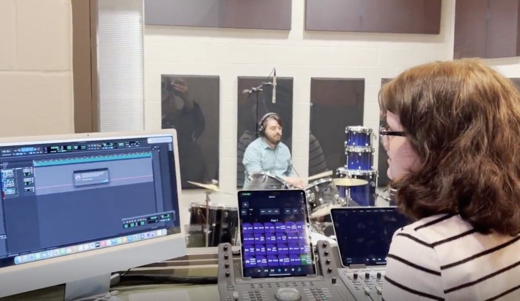 Students at WTHS are learning two mic set-up for recording drums in the recording studio today.  So much to learn in the Digital Audio and Video Production (DAVP) program! #ArtsAreAliveinWorcester