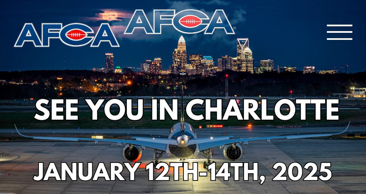 Who’s going to NC? 

Ready for <a href="/WeAreAFCA/">AFCA</a> in Charlotte next weekend!  After the <a href="/OrangeBowl/">Capital One Orange Bowl</a> and <a href="/CottonBowlGame/">Goodyear Cotton Bowl Classic</a> - WOW!