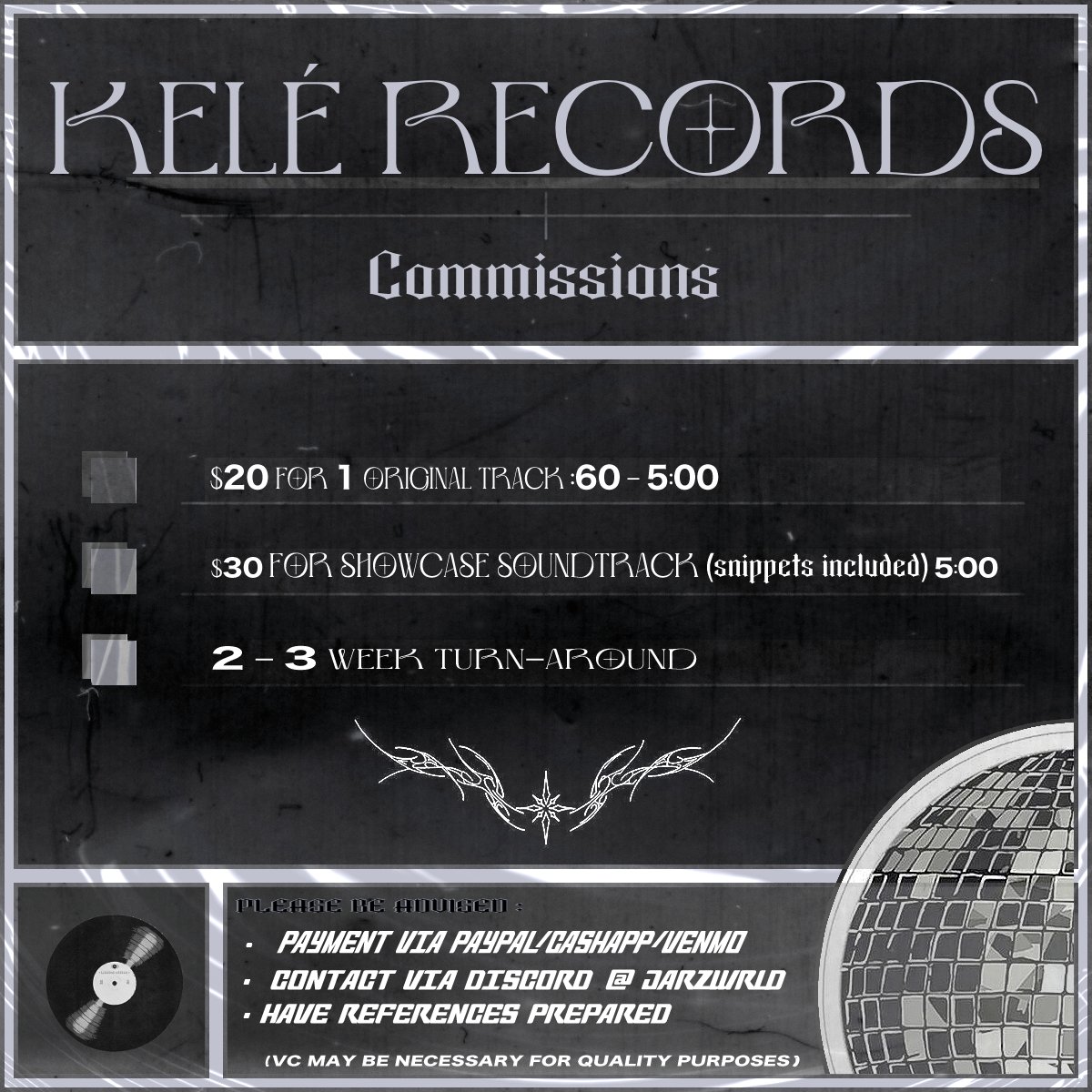 Hi all- Opening up soundtrack comms, references down below <3