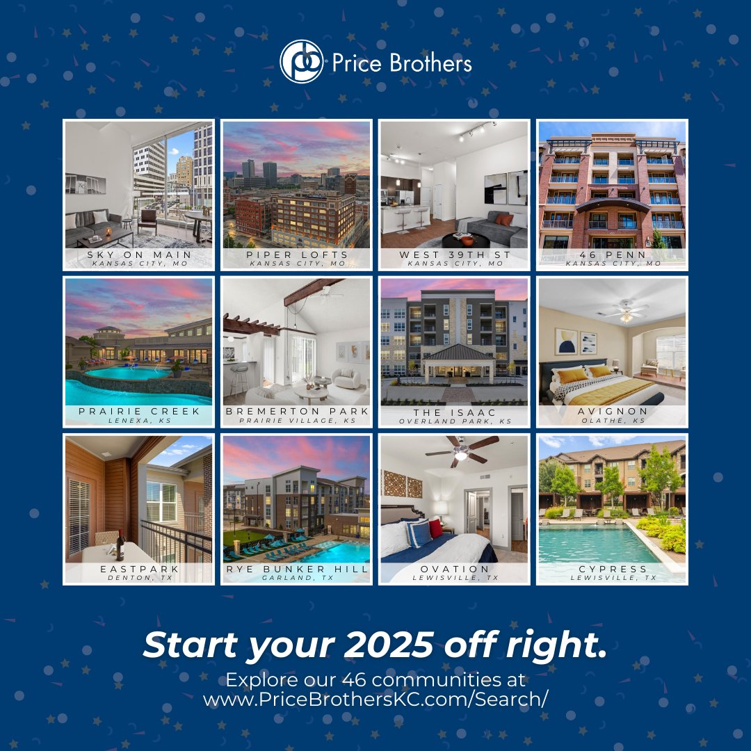 PriceBrothersKC's tweet photo. New year, new home! 🏢🌟 Start 2025 with a fresh space you’ll love by exploring our stunning properties at https://t.co/E5Xo73GnUB. 👀 If a community catches your eye, navigate to their property website and easily schedule your tour today!

Your dream home awaits.... https://t.co/K1P4lGhD3a