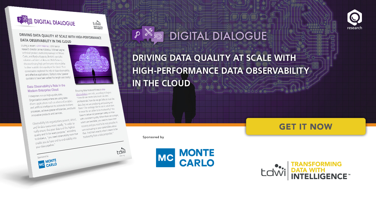 Maintaining high-quality #data is a top priority for modern enterprises. Learn how data #observability can help you ensure data quality in a new TDWI Digital Dialogue. | bit.ly/3VHaaYT