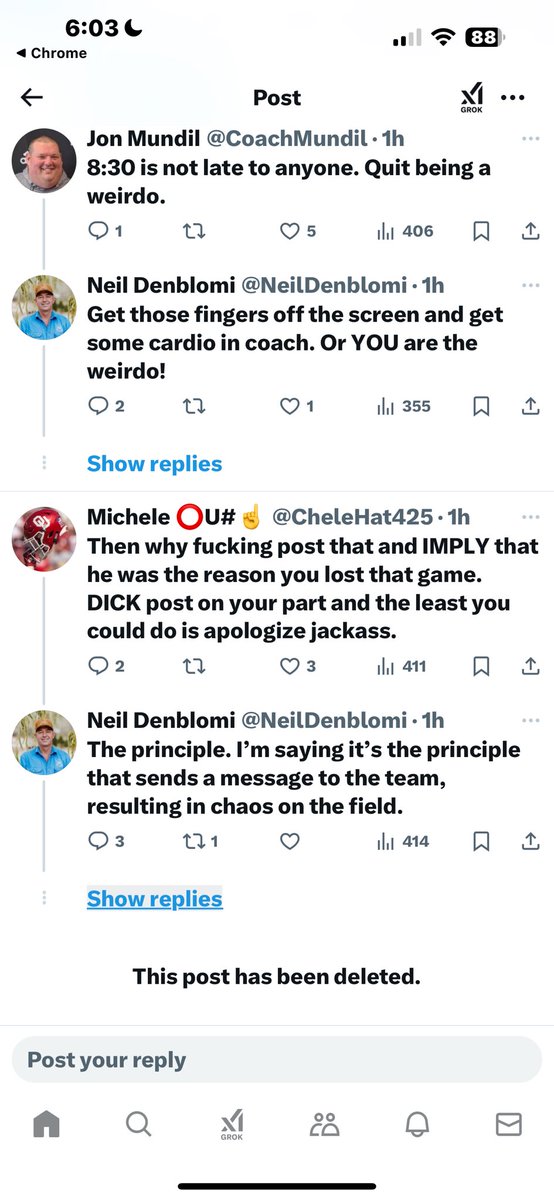 AzTexSparky's tweet photo. @camskattebo5 Cam you were a beast in that game….as for this fool, the people have spoken and called him out and he deleted this thread 🤣 https://t.co/bVvzwQTlr9