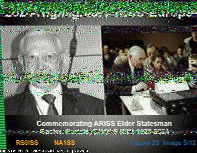 vu2nsl's tweet photo. ARISS. SSTV. Captured by VU2NSL. SUBBU MJ89dx on 1st Jan 2025 IST 07:56 https://t.co/Du2I4Sk02W