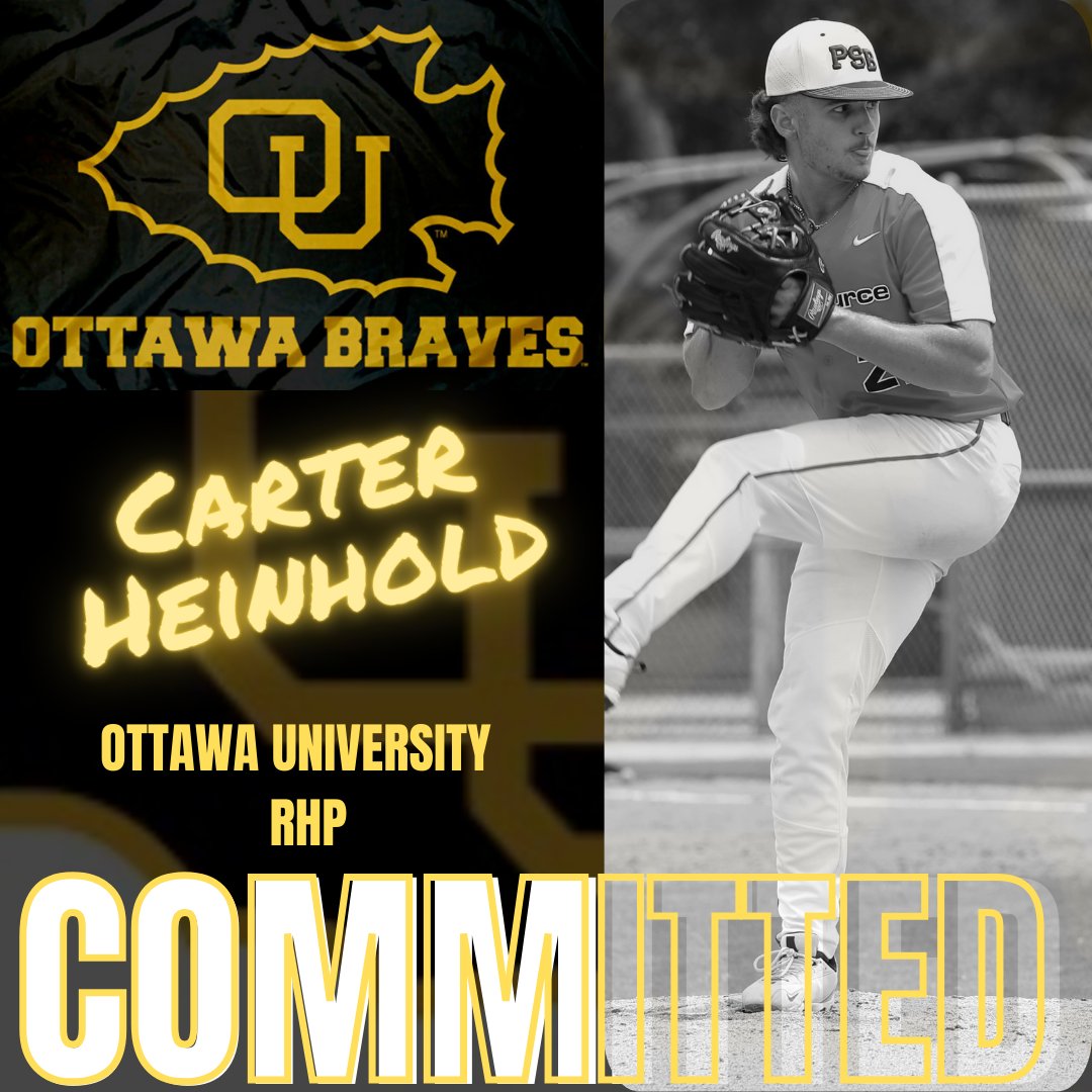 Carter Heinhold (@carter_heinhold) on Twitter photo Excited to announce my commitment to further my academic & athletic career at Ottawa University. Thank you to my family, coaches, teammates and the Ottawa coaches for this great opportunity. Go Braves!
<a href="/BKAgamennone/">Brandon Agamennone “Aggie”</a>
<a href="/Ottawa_Baseball/">Ottawa Braves Baseball</a>
<a href="/prosourceteam/">Pro Source Athletics</a>
<a href="/BagnallAustin1/">Austin Bagnall</a> Excited to announce my commitment to further my academic & athletic career at Ottawa University. Thank you to my family, coaches, teammates and the Ottawa coaches for this great opportunity. Go Braves!
<a href="/BKAgamennone/">Brandon Agamennone “Aggie”</a>
<a href="/Ottawa_Baseball/">Ottawa Braves Baseball</a>
<a href="/prosourceteam/">Pro Source Athletics</a>
<a href="/BagnallAustin1/">Austin Bagnall</a>