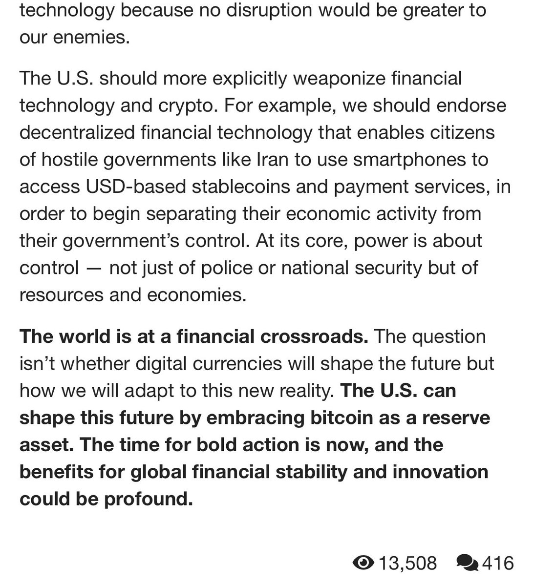 HUGE: ZeroHedge gives massive endorsement of Strategic Bitcoin Reserve in  the USA, “The time for bold action is now, and the benefits for global  financial stability and innovation could be profound.”