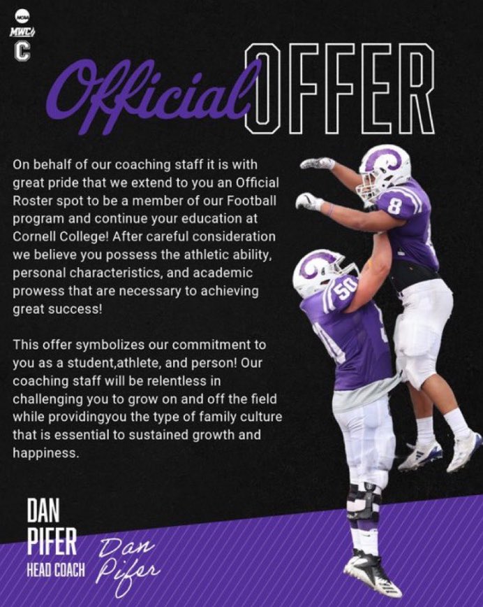 Jackson Pirritt (@pirritt_jackson) on Twitter photo After a great conversation with <a href="/MaxBoland_FB/">Max Boland</a> blessed to say I’ve received an offer to <a href="/CornellRamsFB/">Cornell College Football</a>
<a href="/2KPhenom/">Big Jess</a> @ethank_13 <a href="/CoachJuscik/">Michael Juscik</a> <a href="/Coach2Goyogana/">Tony Goyogana</a> <a href="/BoulderFootball/">BoulderPantherFootball🏈🐾</a> <a href="/PanthersBHS/">BHS Athletics</a> <a href="/BHSTouchdown/">BHS Football Touchdown Club</a> After a great conversation with <a href="/MaxBoland_FB/">Max Boland</a> blessed to say I’ve received an offer to <a href="/CornellRamsFB/">Cornell College Football</a>
<a href="/2KPhenom/">Big Jess</a> @ethank_13 <a href="/CoachJuscik/">Michael Juscik</a> <a href="/Coach2Goyogana/">Tony Goyogana</a> <a href="/BoulderFootball/">BoulderPantherFootball🏈🐾</a> <a href="/PanthersBHS/">BHS Athletics</a> <a href="/BHSTouchdown/">BHS Football Touchdown Club</a>