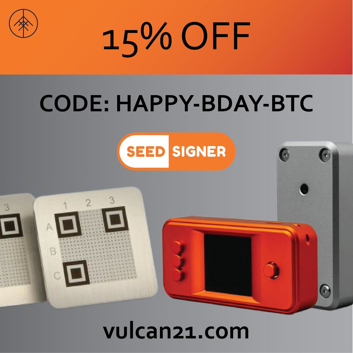 🔥 It's Bitcoin Genesis Day 🔥

To celebrate we are offering a 15% DISCOUNT CODE on all products including:

- <a href="/SeedSigner/">SeedSigner</a> Premium
- <a href="/SeedSigner/">SeedSigner</a> Standard
- <a href="/SteelQR21/">SteelQR21</a> C12 &amp; C24
- Steel WhitePaper
- <a href="/SeedHammer/">SeedHammer</a> Backup Plates

Personal responsibility.
One seed at a time.