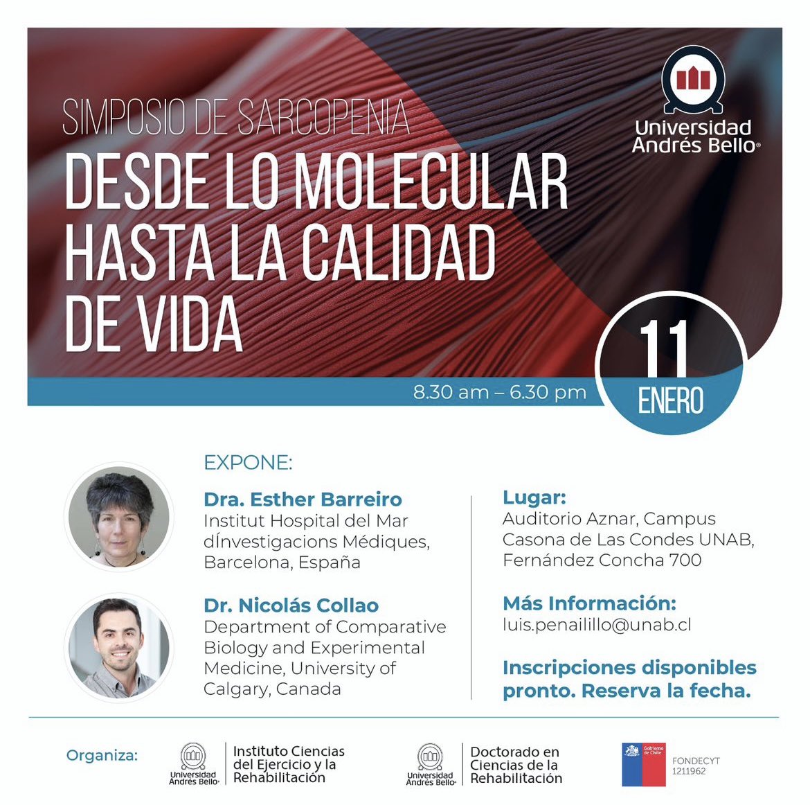 Nicolás Collao (@nicocollaoa) on Twitter photo Thank you very much for the invitation to the Institute of Exercise and Rehabilitation Sciences of the Andrés Bello University-Chile. Everyone is invited, and we look forward to seeing you on Saturday, January 11, 2025. 🔬🧬💪🏻 Thank you very much for the invitation to the Institute of Exercise and Rehabilitation Sciences of the Andrés Bello University-Chile. Everyone is invited, and we look forward to seeing you on Saturday, January 11, 2025. 🔬🧬💪🏻