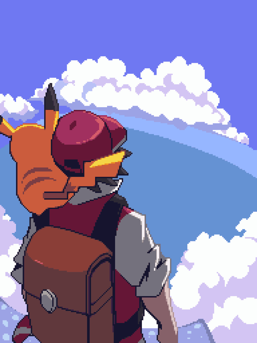 red in the mt. silver 
I couldn't finish it before the day was over, mb ):
#MountainTop #pixel_dailies #Pokemon #pixelart