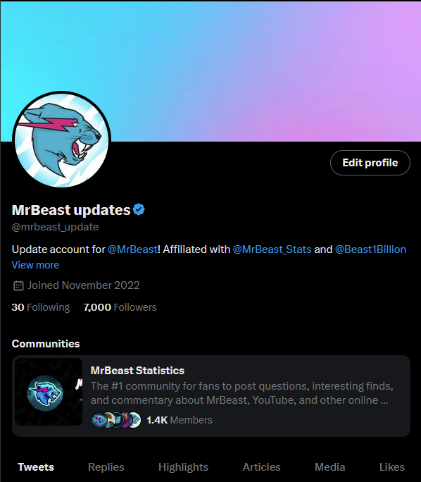mrbeast_update's tweet photo. thank you for 7k followers! 🥳 https://t.co/gUboX8f6tY