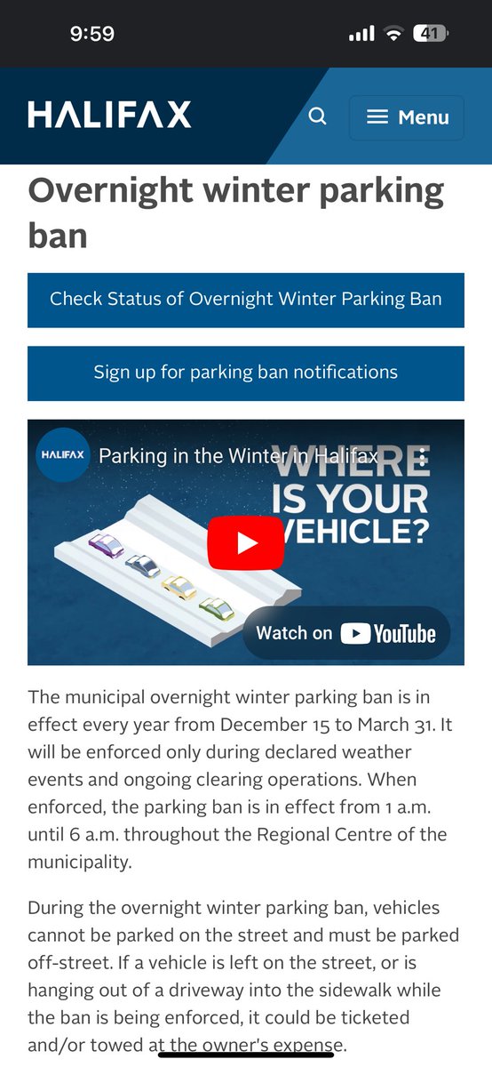 Mmaries83's tweet photo. @CityofStJohns Why don’t we follow suit with Halifax? Only enforced during a weather event. No need to make winter more stressful than necessary. https://t.co/wSUE8m0ELL