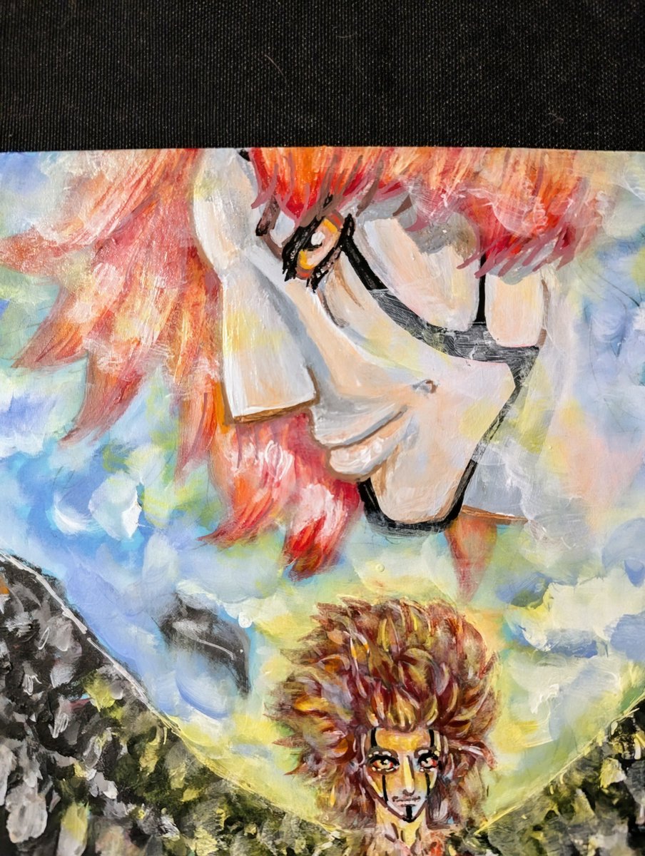 You can probably tell that I grew up in the era of "three wolf moon" tshirts and the Lion King cartoon featuring Mufasa's big ol' lion ghost head floating in the clouds 🤣
My bearded vulture OC, Torvik! 
#monster #beardedvulture  #birdmonster #oc #acrylic #traditionalart #vulture