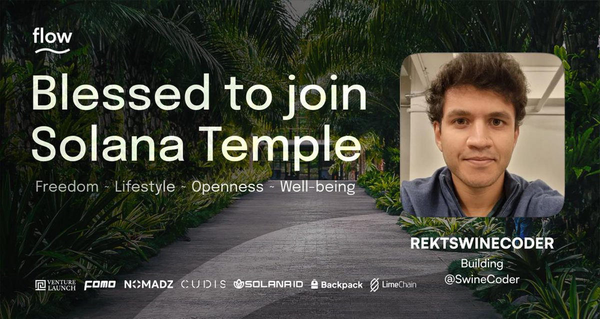 SwineCoder's tweet image. Excited to join @flow_bali for 4 weeks on wellness and co-working. Looking forward to meeting like minded Solana builders and enthusiasts at this awesome program 🥳🎉🎉