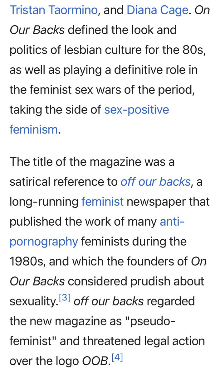 lezscum's tweet photo. Got pulled in to lesbian sex/kink discourse today, and later while researching older radfem writings, I randomly came across this. I guess there will always be libfems trying to tear down radfem values… but damn, this is so evil 😭 https://t.co/90tAKMZ8wi